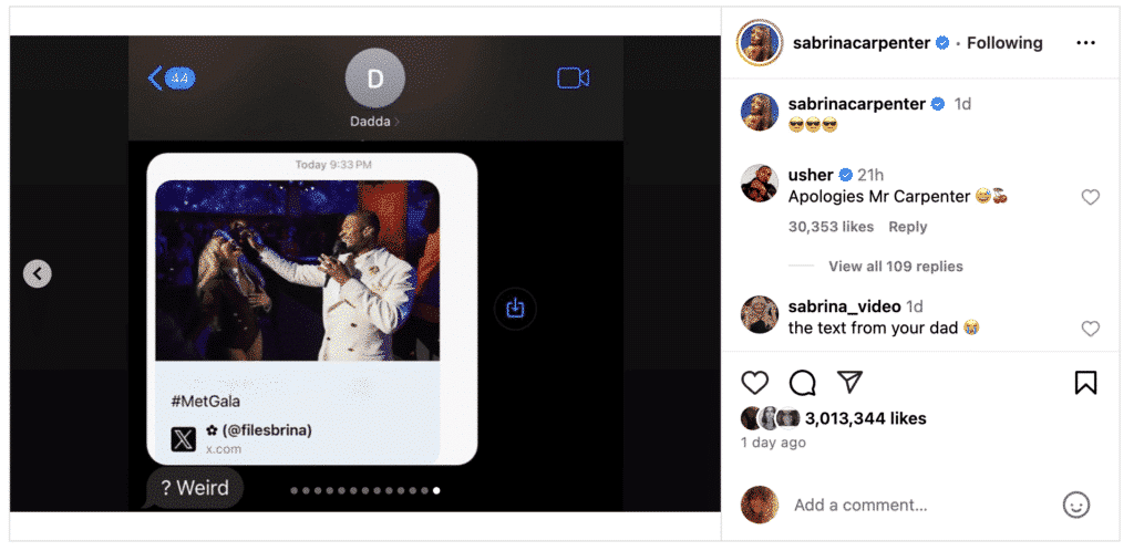 Usher apologizes after ‘weird’ interaction with Sabrina Carpenter at the 2025 Met Gala | “Apologies Mr Carpenter…” Celebrity Usher apologizes after ‘weird’ interaction with Sabrina Carpenter at the 2025 Met Gala | “Apologies Mr Carpenter…”