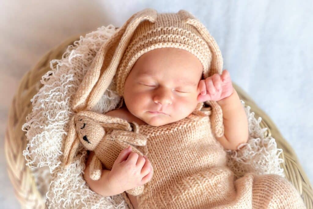 Once-Popular Baby Names That Parents Avoided in 2024 | Do we revive these names or continue to watch them fall down the rankings? Babies newborn baby girl wearing knitted bunny onesie
