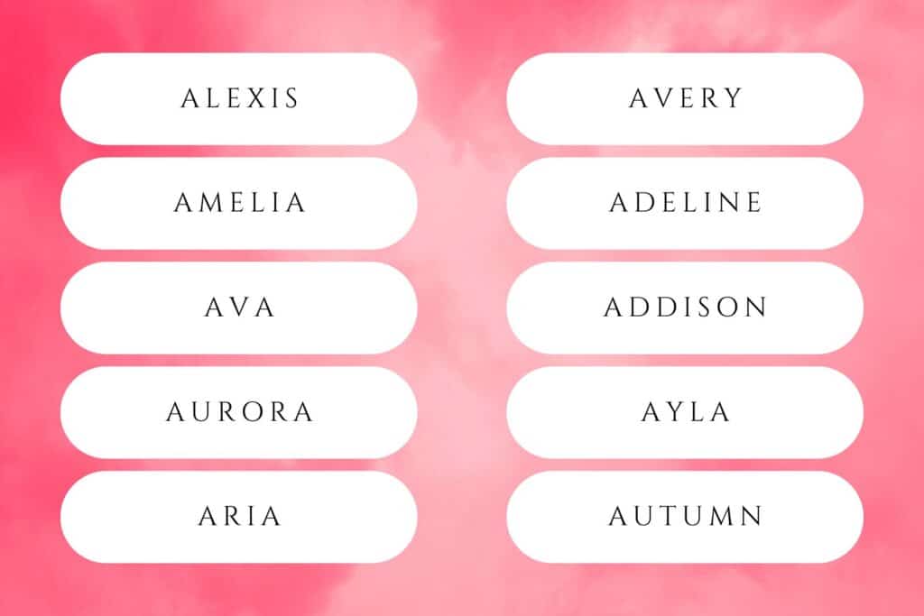 60+ Adorable Baby Girl Names Starting With A | The letter “a” has been the most popular first initial for baby girls every year since 1979. Babies baby girl names that start with a