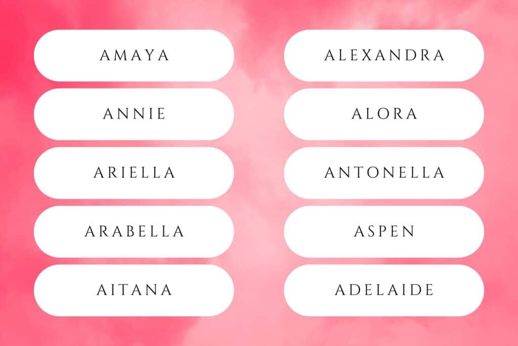 60+ Adorable Baby Girl Names Starting With A | The letter “a” has been the most popular first initial for baby girls every year since 1979. Babies baby girl names that start with a