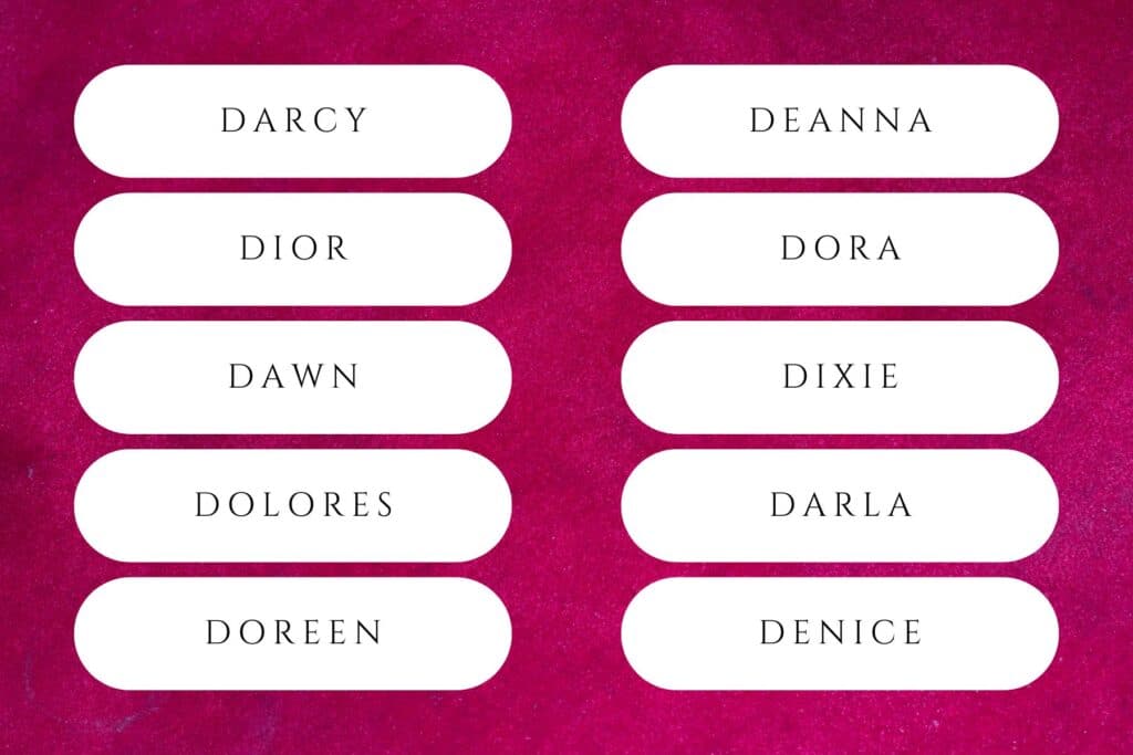 65+ Dazzling & Defiant D Names for Girls | The only two D girl names to crack the top-100 in 2024 were Delilah (50th) and Daisy (76th). Babies baby girl names that start with d