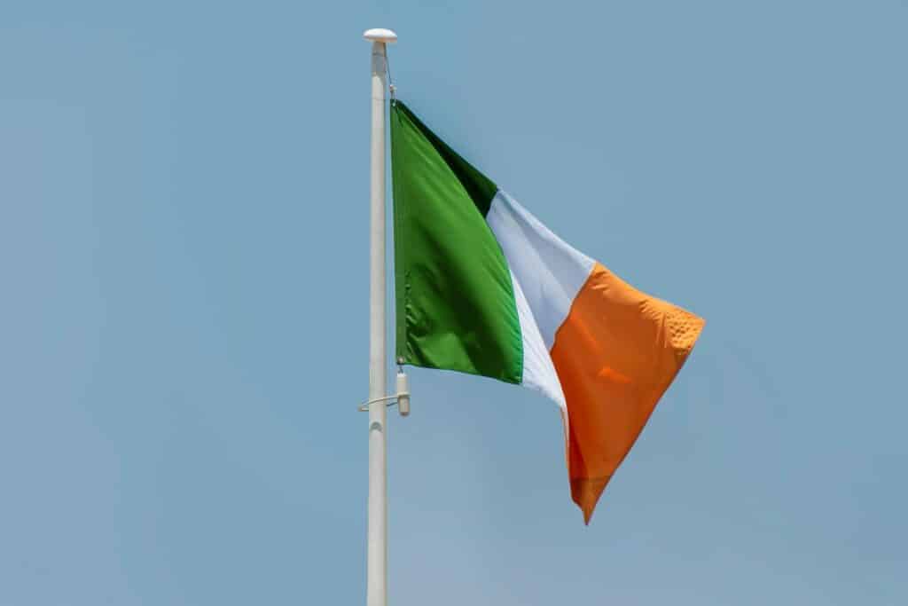 irish flag blowing in the wind