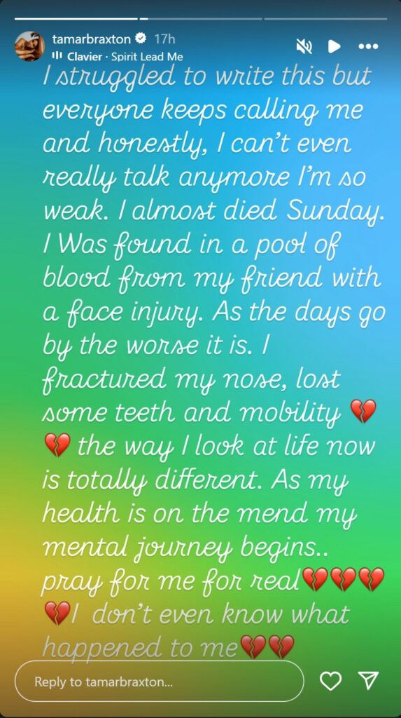 tamar braxton near death experience tragic accident