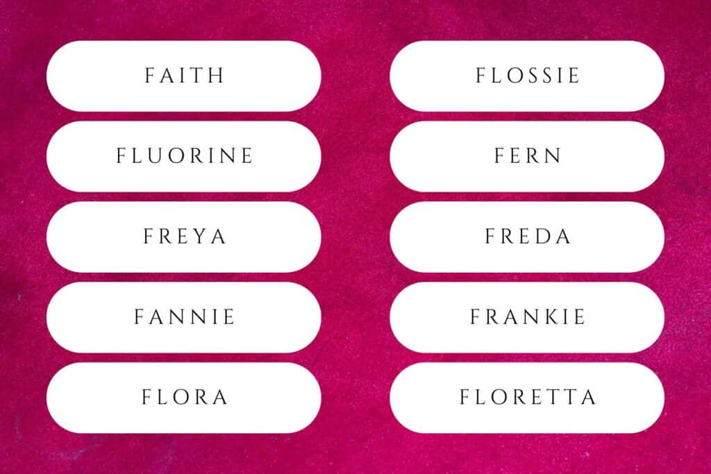 girl names that start with f