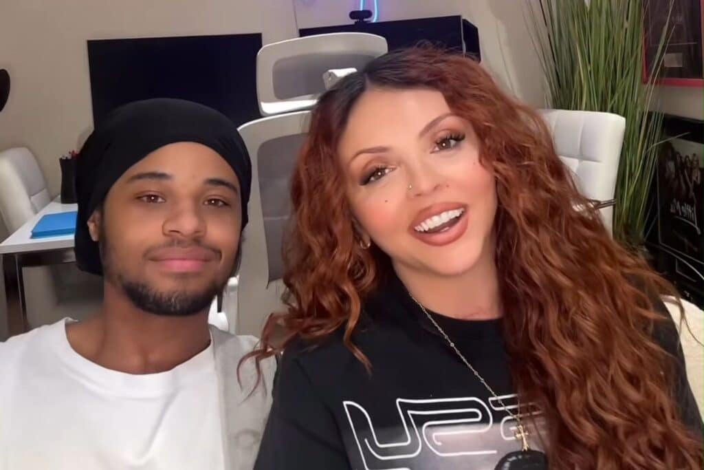 jesy nelon and her fiance zion foster in an Instagram video