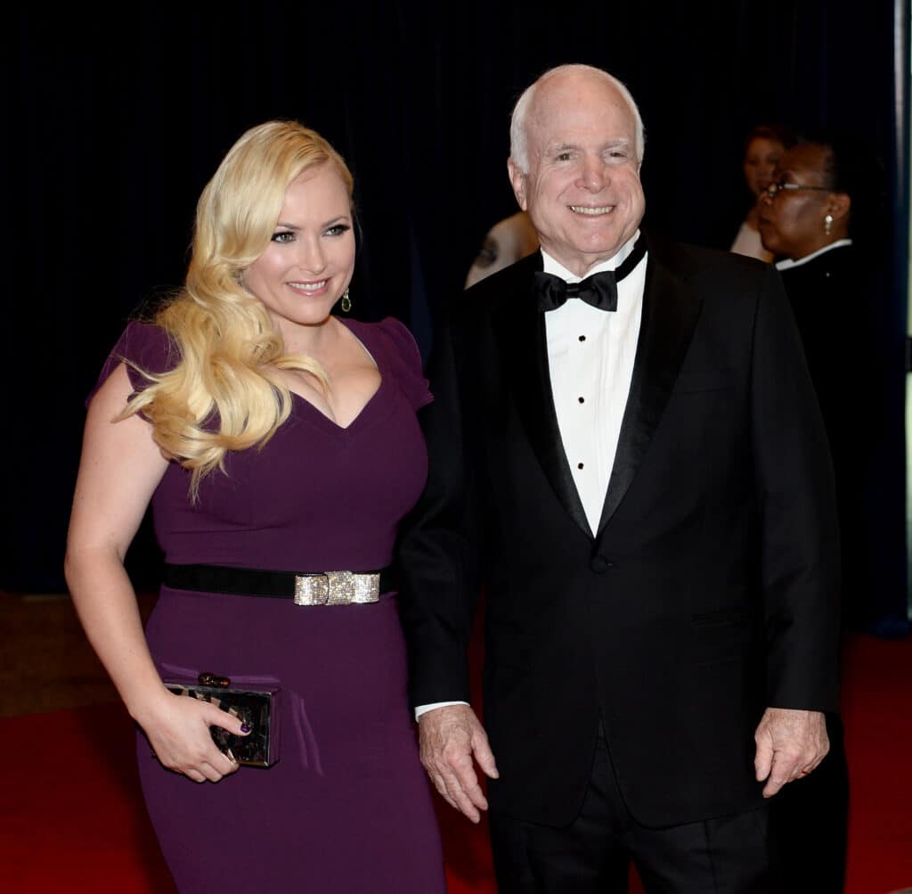 Meghan McCain Faces Backlash Over the Unique Name She Chose for Baby No. 3 2 488085413 meghan mccain with her father john mccain