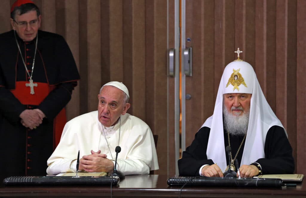 509826938 pope francis meets with patriarch kirill